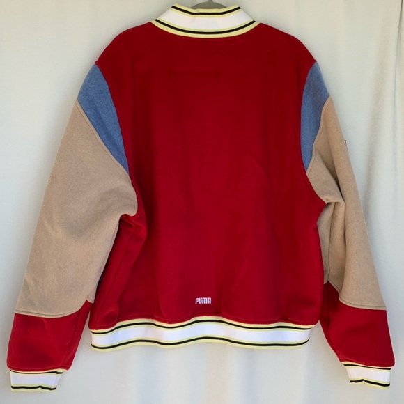 Puma Reversible Varsity Jacket - wool blend- flame scarlet  -brand new - Picture 5 of 16